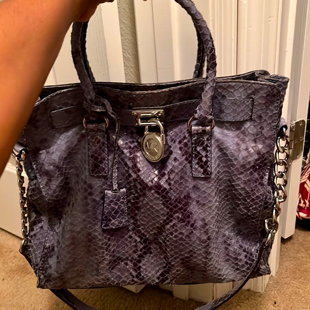 Michael Kors Blue and gray snake print bag